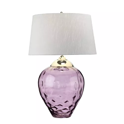 Duża lampa stołowa Samara - 2 źródła światła - Polerowany nikiel, fioletowy