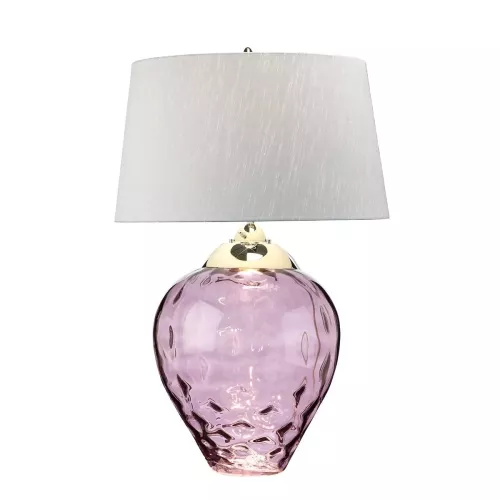 Duża lampa stołowa Samara - 2 źródła światła - Polerowany nikiel, fioletowy