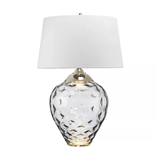 Duża lampa stołowa Samara - 2 źródła światła - Polerowany nikiel, szary