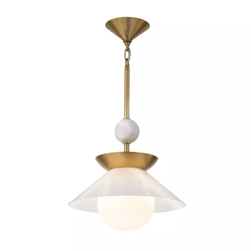 Średnia lampa wisząca Saucer - 1 źródło światła - Postarzany mosiądz