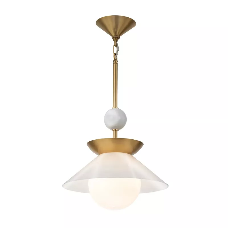 Średnia lampa wisząca Saucer - 1 źródło światła - Postarzany mosiądz