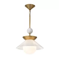 Średnia lampa wisząca Saucer - 1 źródło światła - Postarzany mosiądz