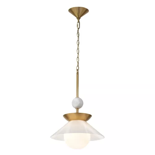Średnia lampa wisząca Saucer - 1 źródło światła - Postarzany mosiądz
