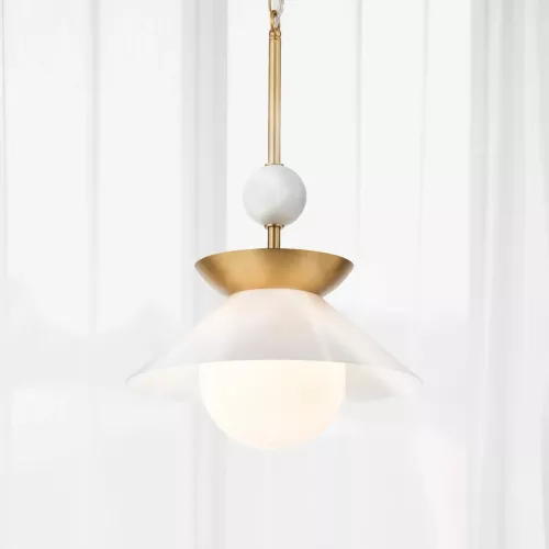 Średnia lampa wisząca Saucer - 1 źródło światła - Postarzany mosiądz