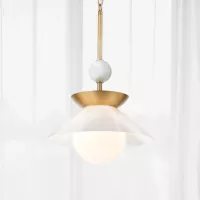 Średnia lampa wisząca Saucer - 1 źródło światła - Postarzany mosiądz