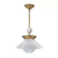 Średnia lampa wisząca Saucer - 1 źródło światła - Postarzany mosiądz