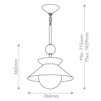 Średnia lampa wisząca Saucer - 1 źródło światła - Postarzany mosiądz