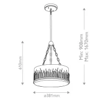 Lampa wisząca Sawgrass - 3 źródła światła - Płatkowe złoto