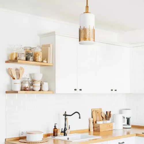 Lampa wisząca Sawgrass - 1 źródło światła - Płatkowe złoto