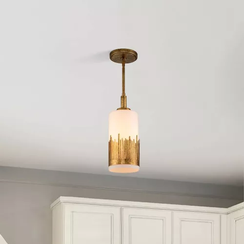 Lampa wisząca Sawgrass - 1 źródło światła - Płatkowe złoto