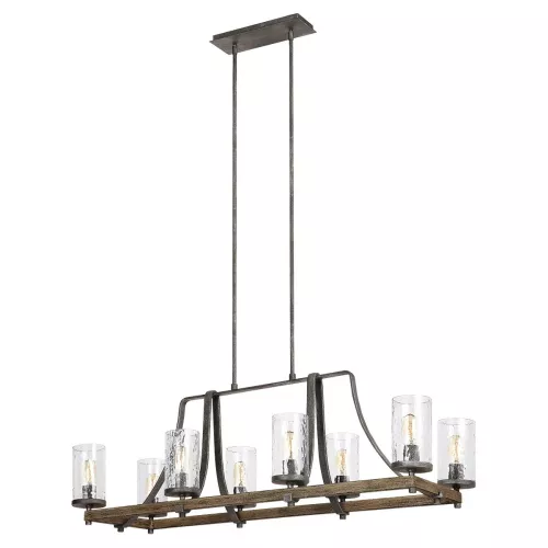 Lampa wyspowa Angelo - 8 źródeł światła - Postarzałe drewno dębowe