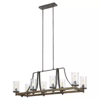 Lampa wyspowa Angelo - 8 źródeł światła - Postarzałe drewno dębowe