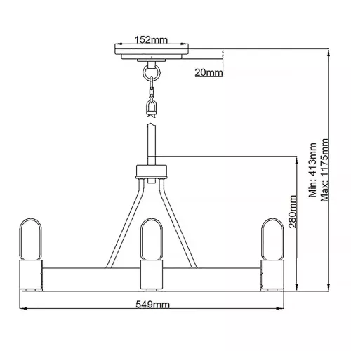 Lampa wisząca / półplafon Silas - 4 źródła światła - Postarzany cynk