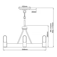 Lampa wisząca / półplafon Silas - 4 źródła światła - Postarzany cynk