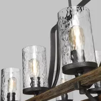 Lampa wyspowa Angelo - 8 źródeł światła - Postarzałe drewno dębowe