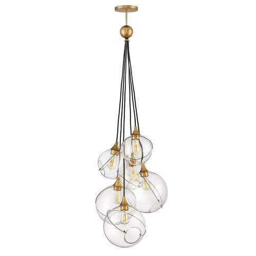 Lampa wisząca Skye - 6 źródeł światła - Klasyczny mosiądz