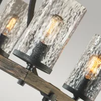 Lampa wyspowa Angelo - 8 źródeł światła - Postarzałe drewno dębowe
