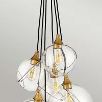 Lampa wisząca Skye - 6 źródeł światła - Klasyczny mosiądz