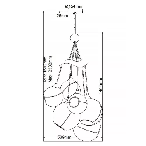 Lampa wisząca Skye - 6 źródeł światła - Klasyczny mosiądz
