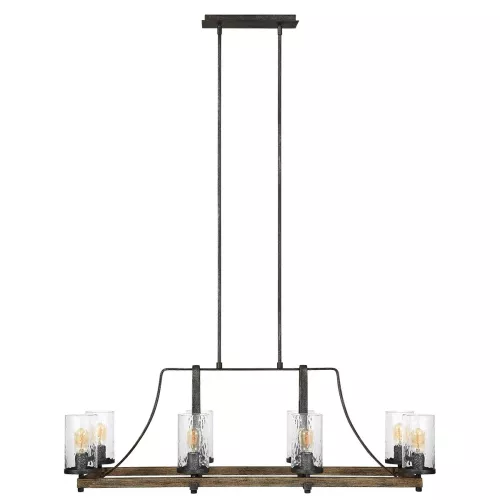 Lampa wyspowa Angelo - 8 źródeł światła - Postarzałe drewno dębowe