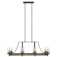 Lampa wyspowa Angelo - 8 źródeł światła - Postarzałe drewno dębowe