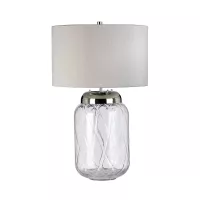 Lampa stołowa Sola - 2 źródła światła - Polerowany nikiel - Srebrny abażur