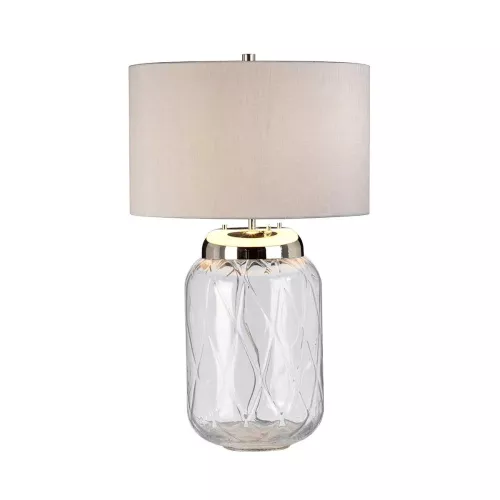 Lampa stołowa Sola - 2 źródła światła - Polerowany nikiel - Srebrny abażur