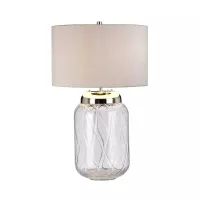 Lampa stołowa Sola - 2 źródła światła - Polerowany nikiel - Srebrny abażur