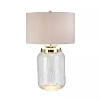 Lampa stołowa Sola - 2 źródła światła - Polerowany nikiel - Srebrny abażur