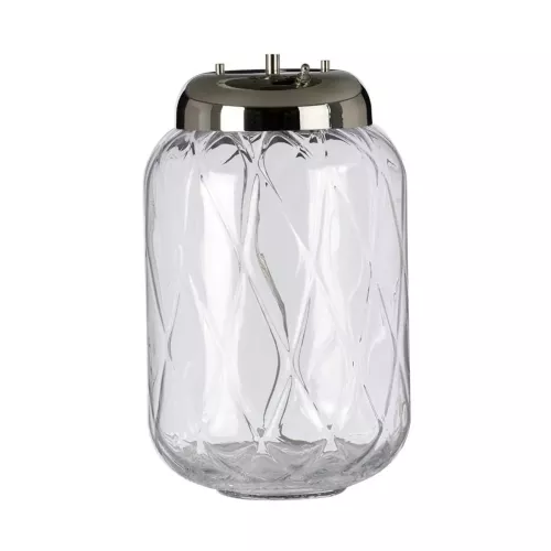 Lampa stołowa Sola - 2 źródła światła - Polerowany nikiel - Srebrny abażur