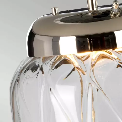 Lampa stołowa Sola - 2 źródła światła - Polerowany nikiel - Niebieski abażur