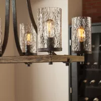 Lampa wyspowa Angelo - 8 źródeł światła - Postarzałe drewno dębowe
