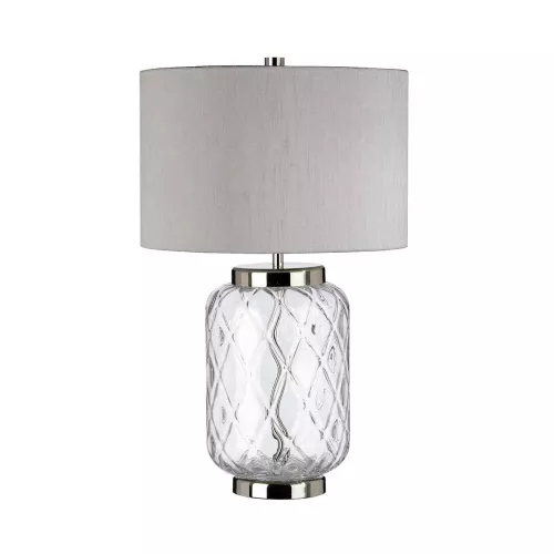 Lampa stołowa Sola - 1 źródło światła - Polerowany nikiel - Srebrny abażur