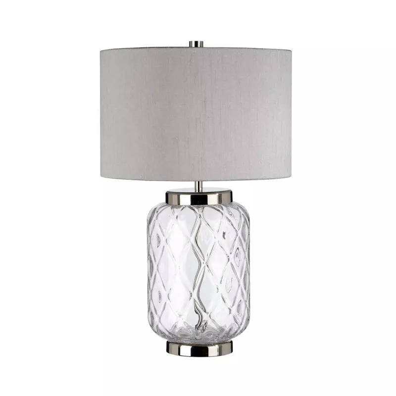 Lampa stołowa Sola - 1 źródło światła - Polerowany nikiel - Srebrny abażur