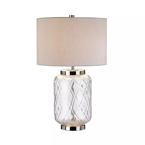 Lampa stołowa Sola - 1 źródło światła - Polerowany nikiel - Srebrny abażur