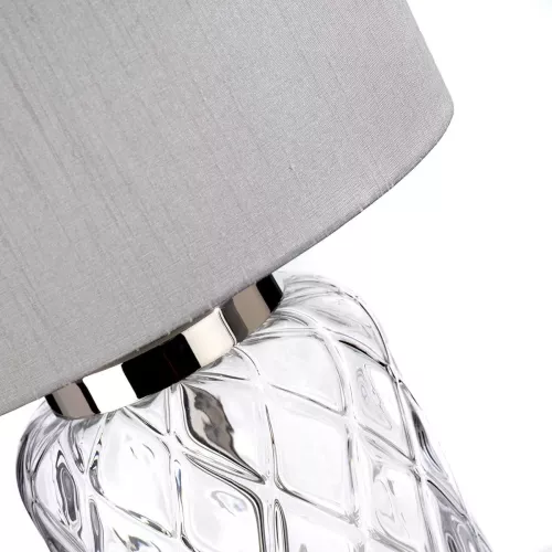 Lampa stołowa Sola - 1 źródło światła - Polerowany nikiel - Srebrny abażur