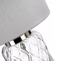 Lampa stołowa Sola - 1 źródło światła - Polerowany nikiel - Srebrny abażur