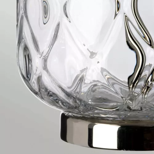 Lampa stołowa Sola - 1 źródło światła - Polerowany nikiel - Srebrny abażur