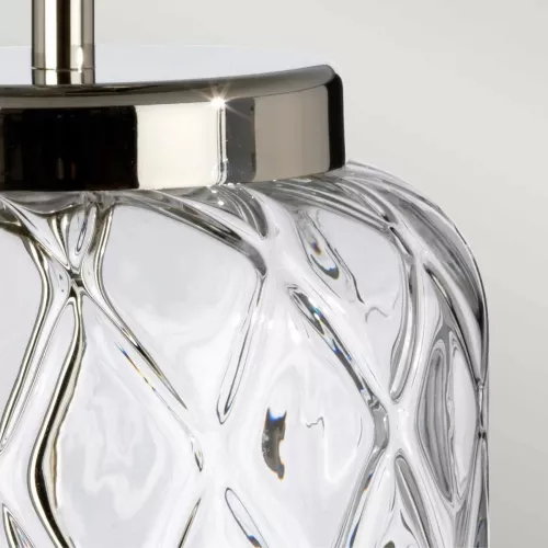 Lampa stołowa Sola - 1 źródło światła - Polerowany nikiel - Srebrny abażur