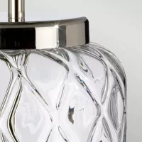 Lampa stołowa Sola - 1 źródło światła - Polerowany nikiel - Srebrny abażur