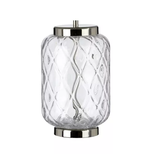 Lampa stołowa Sola - 1 źródło światła - Polerowany nikiel - Srebrny abażur