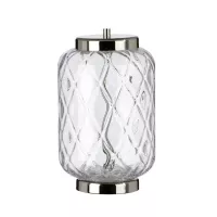 Lampa stołowa Sola - 1 źródło światła - Polerowany nikiel - Srebrny abażur