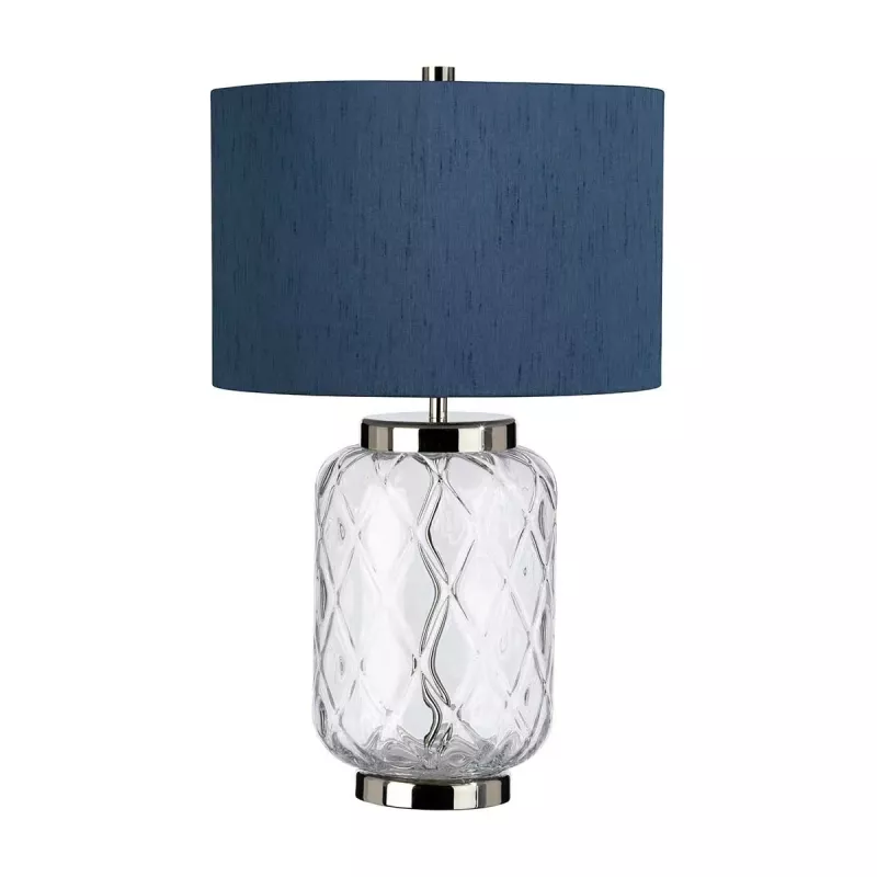 Lampa stołowa Sola - 1 źródło światła - Polerowany nikiel - Niebieski abażur