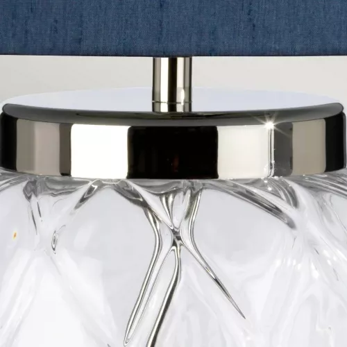 Lampa stołowa Sola - 1 źródło światła - Polerowany nikiel - Niebieski abażur