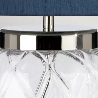 Lampa stołowa Sola - 1 źródło światła - Polerowany nikiel - Niebieski abażur