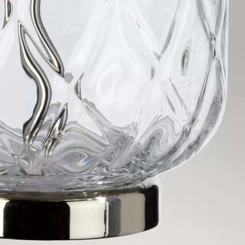 Lampa stołowa Sola - 1 źródło światła - Polerowany nikiel - Niebieski abażur