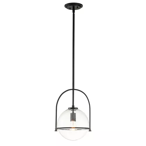 Lampa wisząca Somerset - 1 źródło światła - Czarny - Przezroczysty