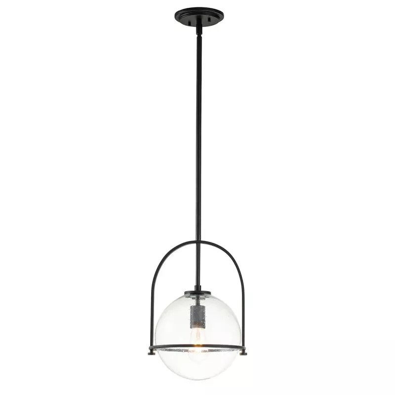 Lampa wisząca Somerset - 1 źródło światła - Czarny - Przezroczysty
