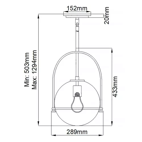 Lampa wisząca Somerset - 1 źródło światła - Czarny - Przezroczysty