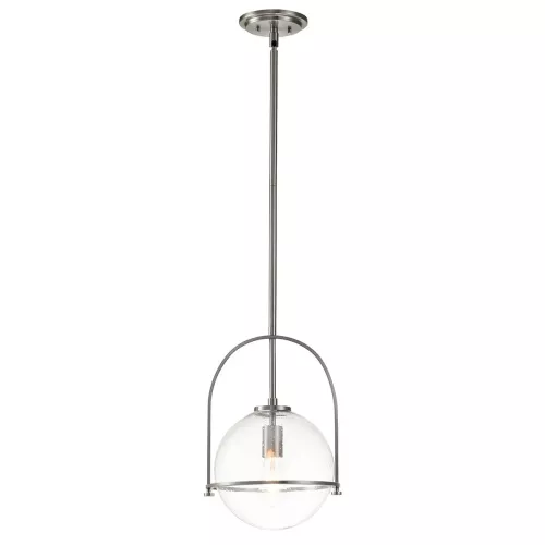 Lampa wisząca Somerset - 1 źródło światła - Szczotkowany nikiel - Przezroczysty